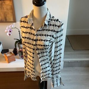 GF Ferré-Stylish Black and White Women's light sheer shirt